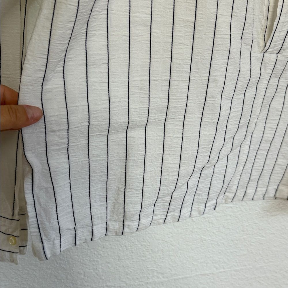 Vintage Y2K Emporio Armani White and Blue Striped boho ethnic Shirt XL - Picture 7 of 8